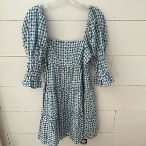 Gingham, eyelet, tie-back dress